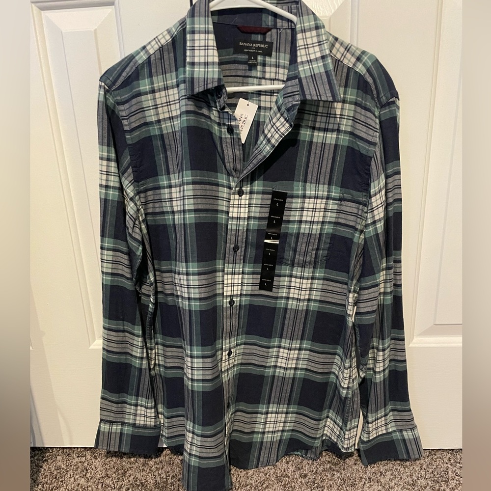 Banana Republic flannel button down, size L